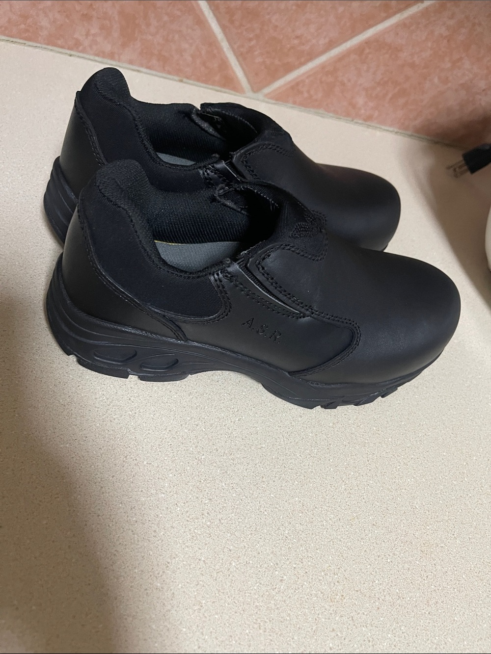 A&R Women's Black Slip-On Work Sneakers